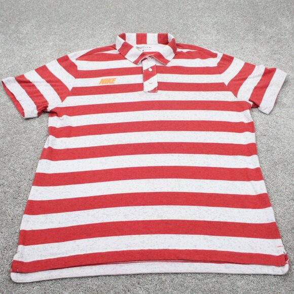 Nike Golf Polo Shirt Mens XL Red/White Dri-Fit Cotton/Polyester Blend S/S - Picture 2 of 13